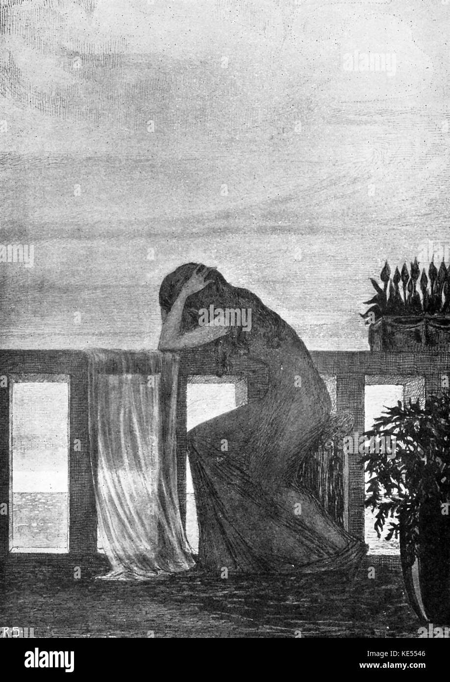 Frederic Chopin Illustration für Prelude Nr. 4 e-Moll. Zeichnung von Robert Spione. (1886-1814) Polnischer Komponist, 1. März 1810 - 17. Oktober 1849 Stockfoto