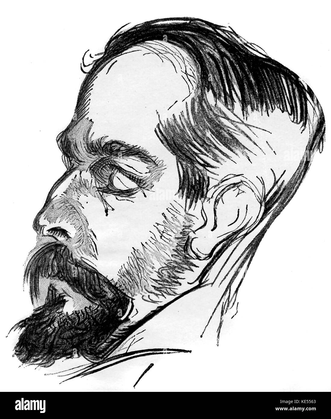 Claude Debussy auf seinem Sterbebett - Zeichnung (Revue Musicale). Künstler unbekannt. Der französische Komponist, 22. August 1862 - 25. März 1918. Stockfoto