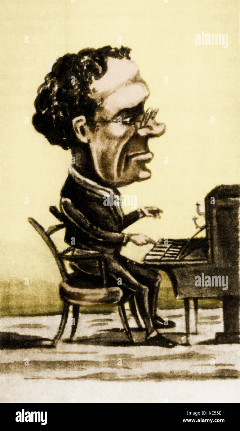 Fromental Halévy - Karikatur des französischen Komponisten Klavier spielen, C. 1850. FH: 27 Mai 1799 - 17. März 1862. Stockfoto