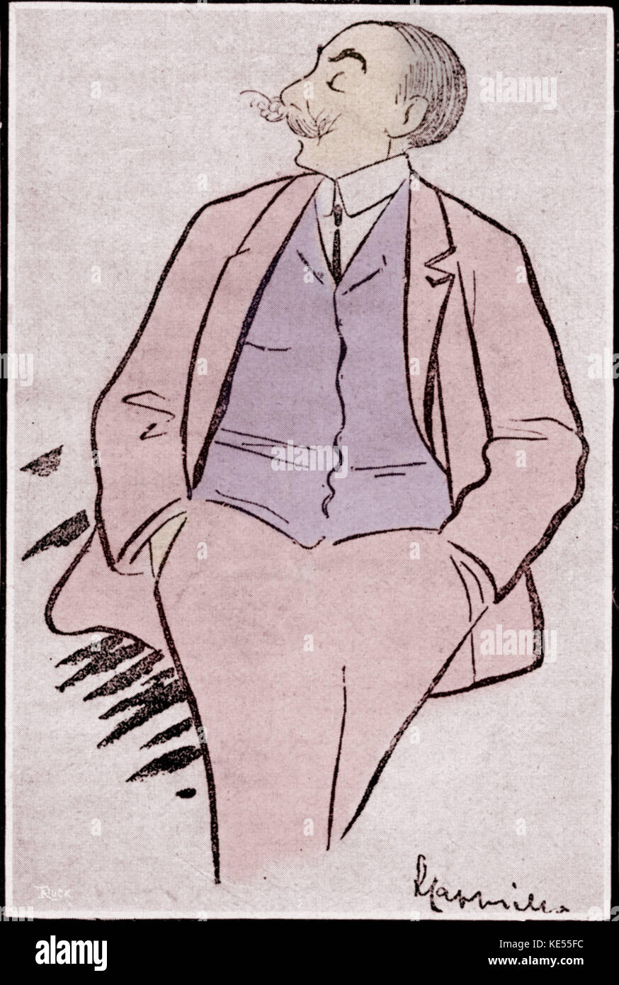 André Messager Karikatur von Cappiello. Der französische Dirigent und Komponist (1853-1929). Leonetto Cappiello (1875-1942) Stockfoto