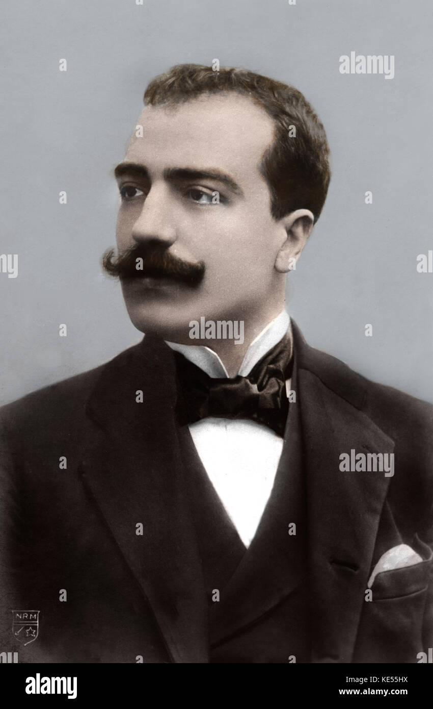 Umberto Giordano - Portrait. Die italienische Oper Komponist 28 August 1867 - 12. November 1948. Eingefärbte Version. Stockfoto