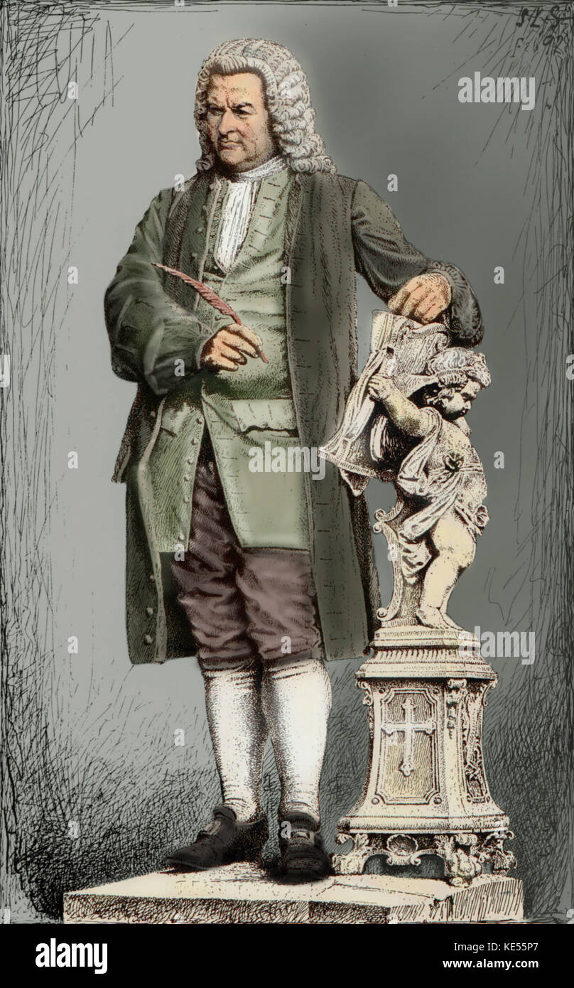 BACH, Johann Sebastian Denkmal in Eisenach, deutscher Komponist und Organist, 1685-1750. Eingefärbte Version. Stockfoto