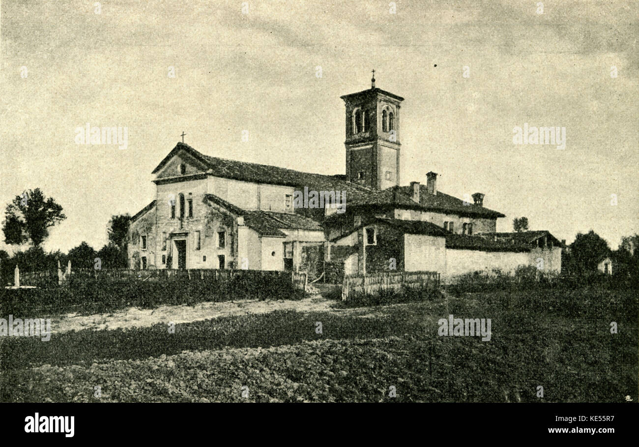 Kirche in Roncole, in der Nähe von Busseto in Parma, Italien. Geburtsort von Verdi Stockfoto