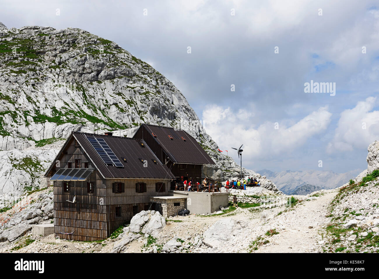 Koca na dolicu Hütte, Triglav Nationalpark, die Julischen Alpen, Slowenien Stockfoto