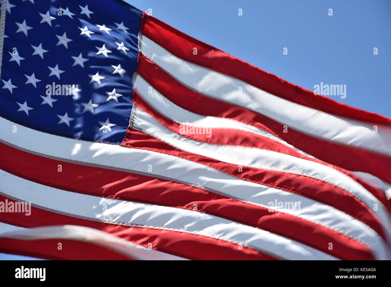 Nahaufnahme der amerikanischen Flagge. Stockfoto