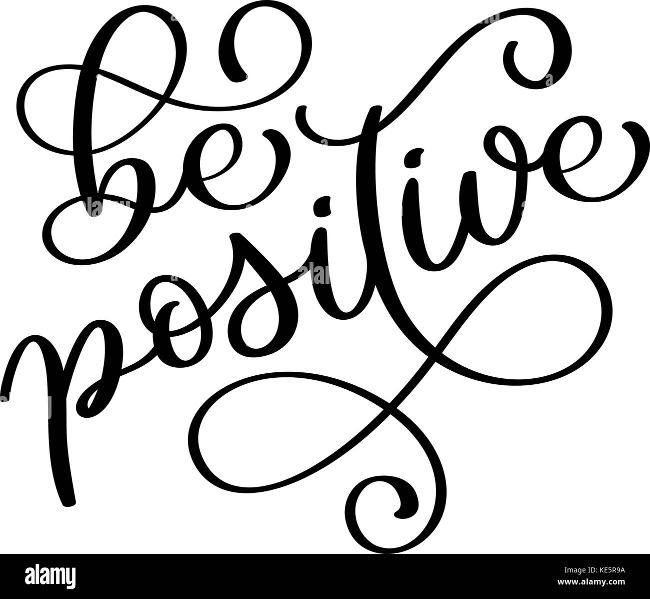 Positiv sein. Inspirierende moderne Kalligraphie Phrase mit Hand gezeichnet. Schriftzug in boho Style für Print und Plakate. hippie Zitate Sammlung. Typografie poster Design Stock Vektor