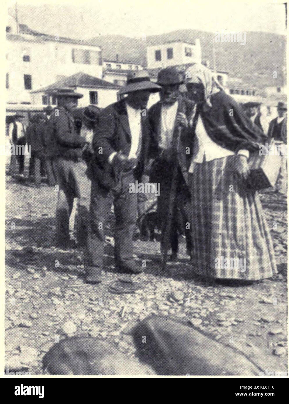 Der Schweinemarkt eine Diskussion über Schweine Verdienste, MON 1909 Stockfoto