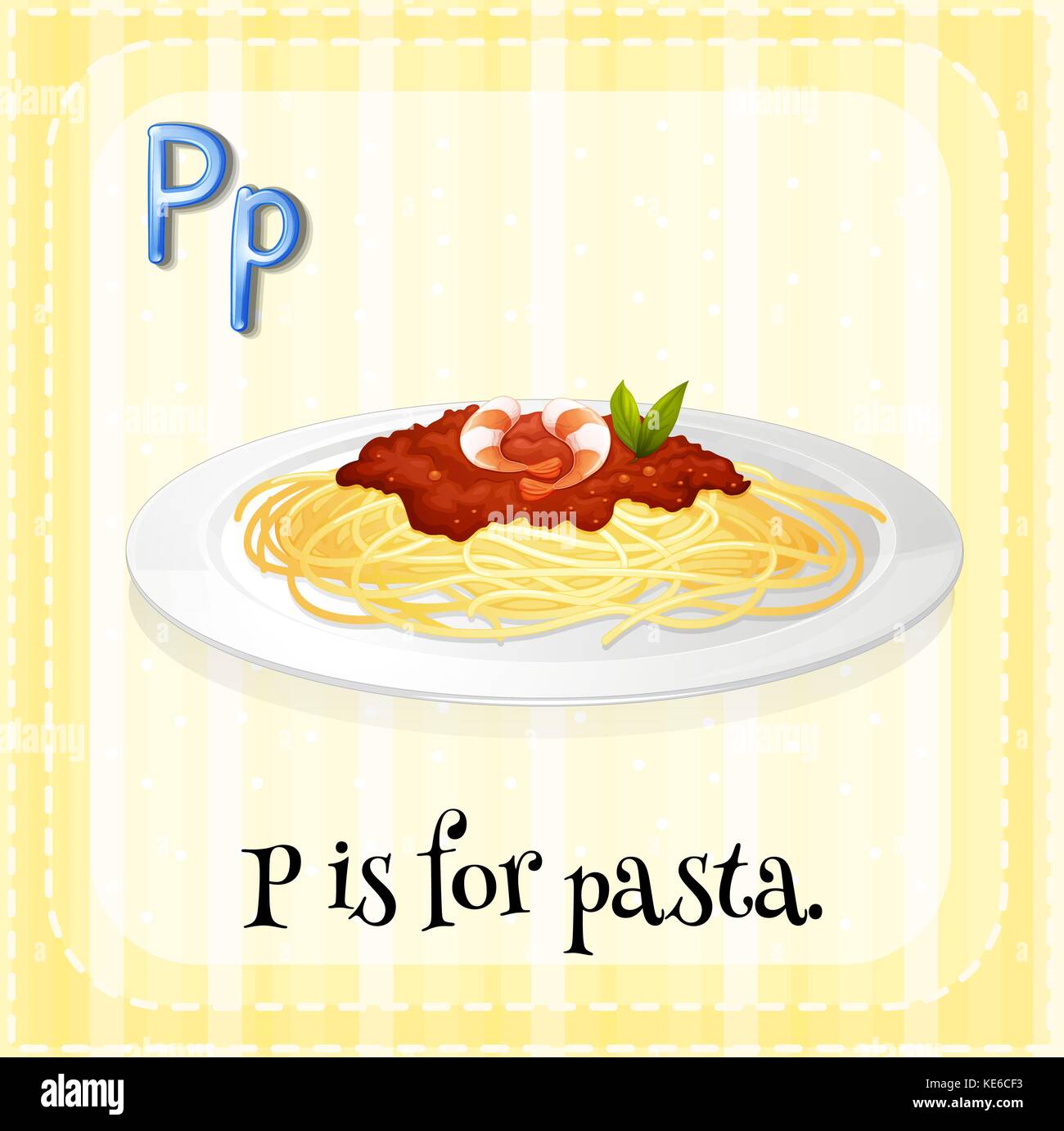 Alphabet p ist für pasta Abbildung Stock Vektor