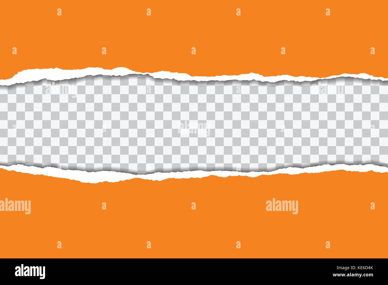 Vector Illustration von zerrissenem Papier mit transparenten Hintergrund orange auf weißem Hintergrund für Text einfügen geeignet isoliert Stock Vektor