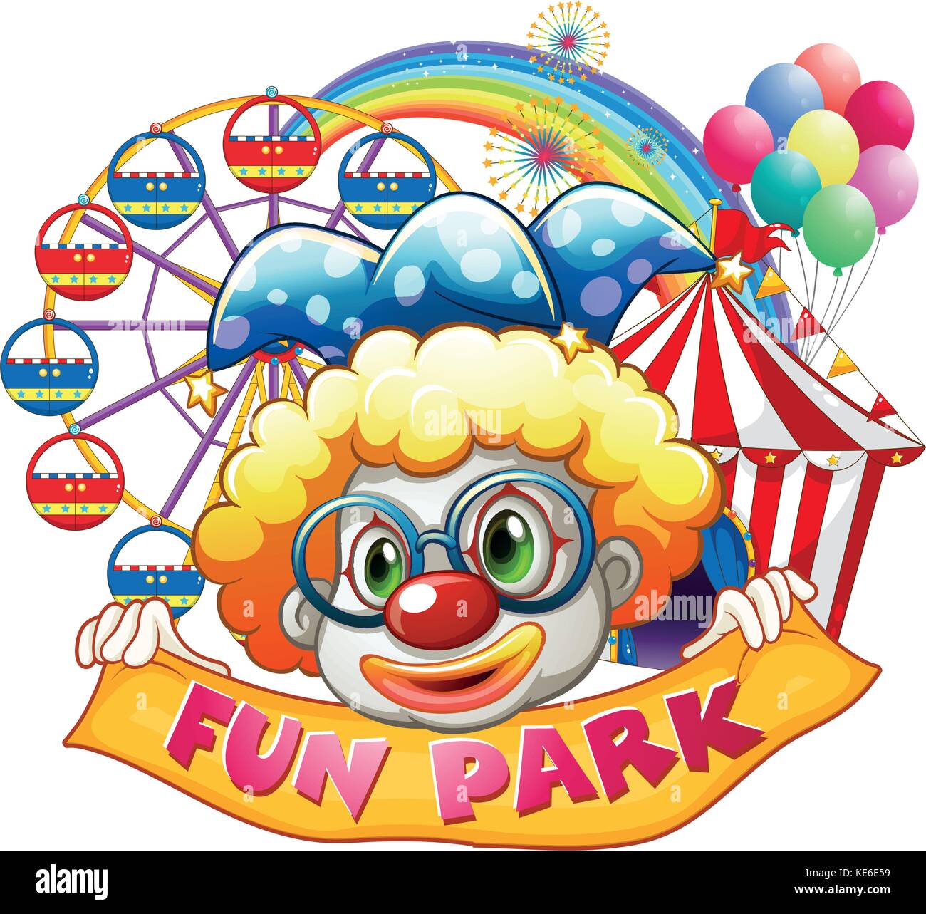 Clown Holding unterzeichnen im Circus Abbildung Stock-Vektorgrafik - Alamy