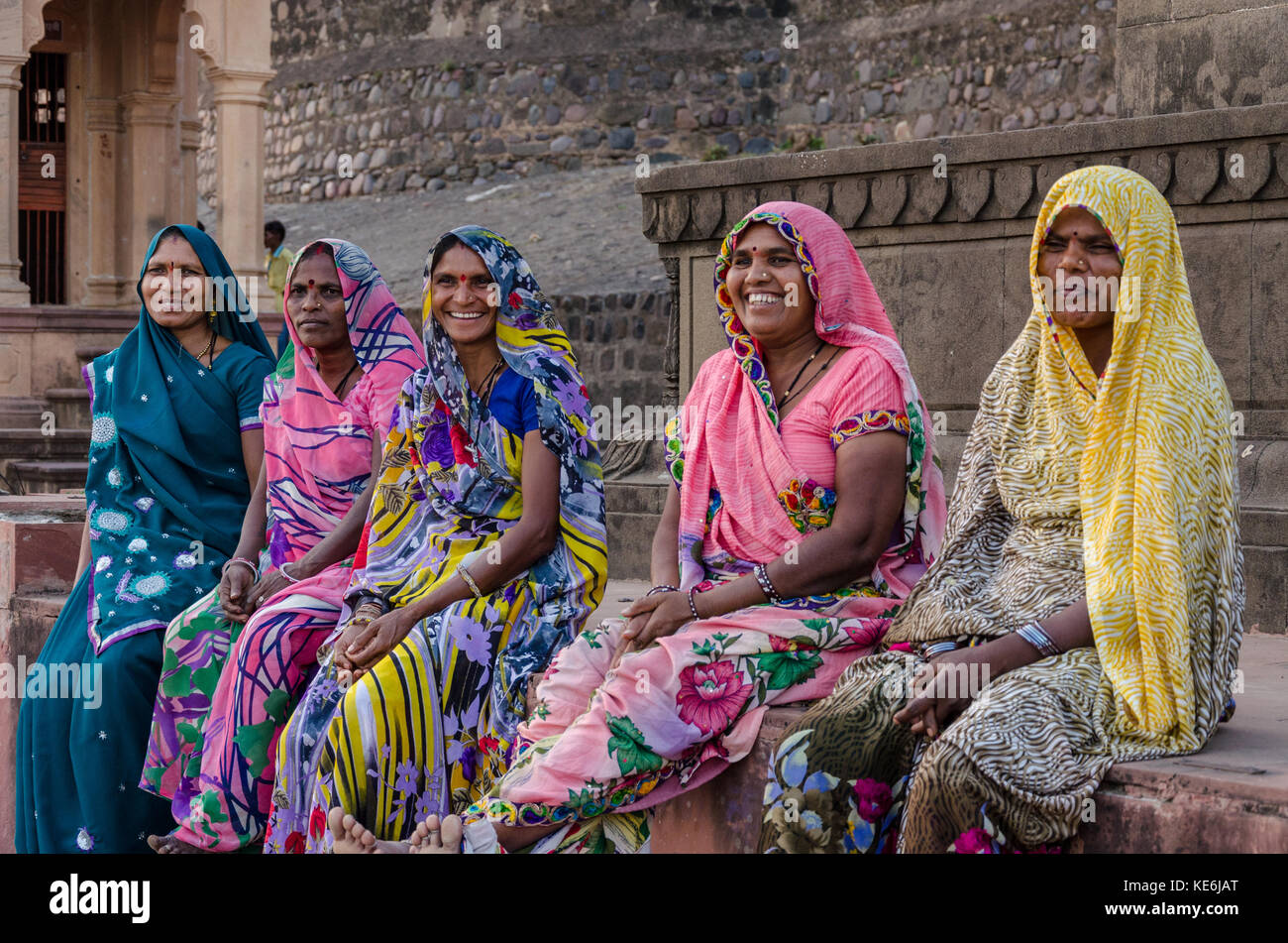 Frauen von maheshwar, Madhya Pradesh, Indien Stockfoto