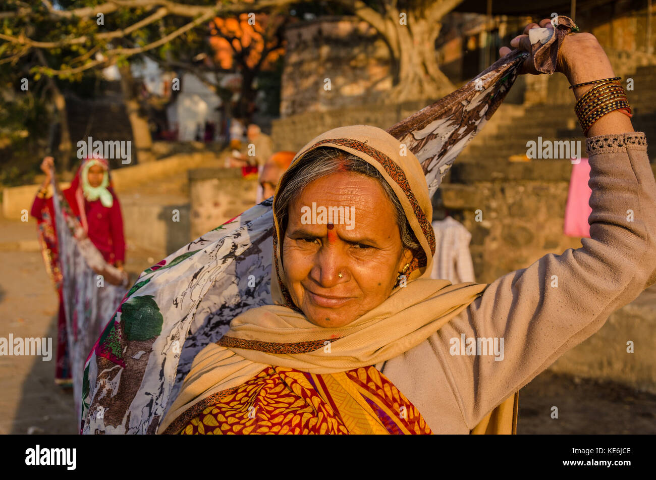Frauen von maheshwar, Madhya Pradesh, Indien Stockfoto