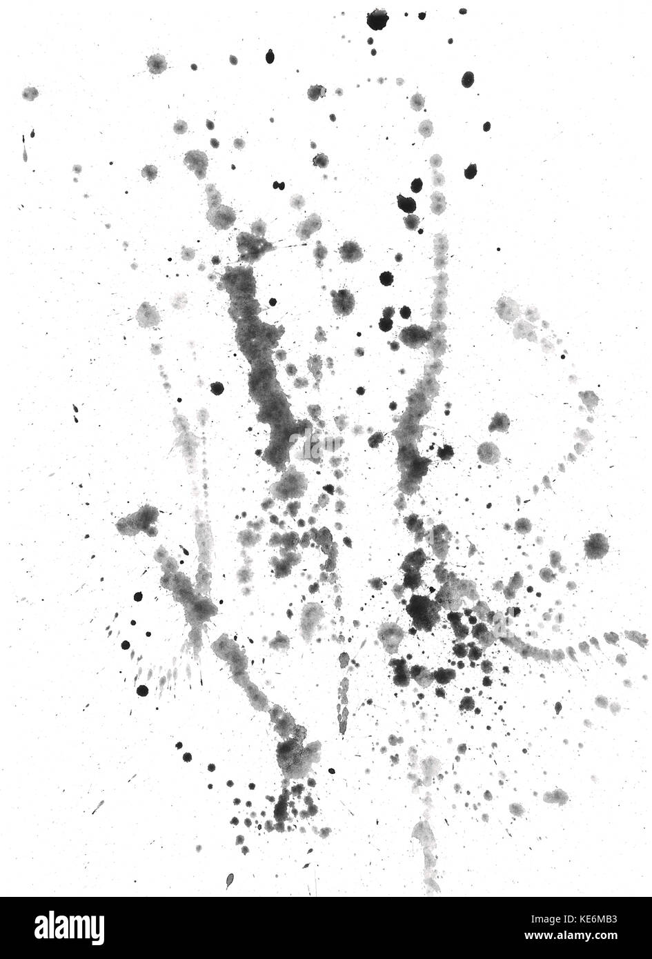 Splatters, Splinter, Flecken, blots und Blobs von Farbe Stockfoto