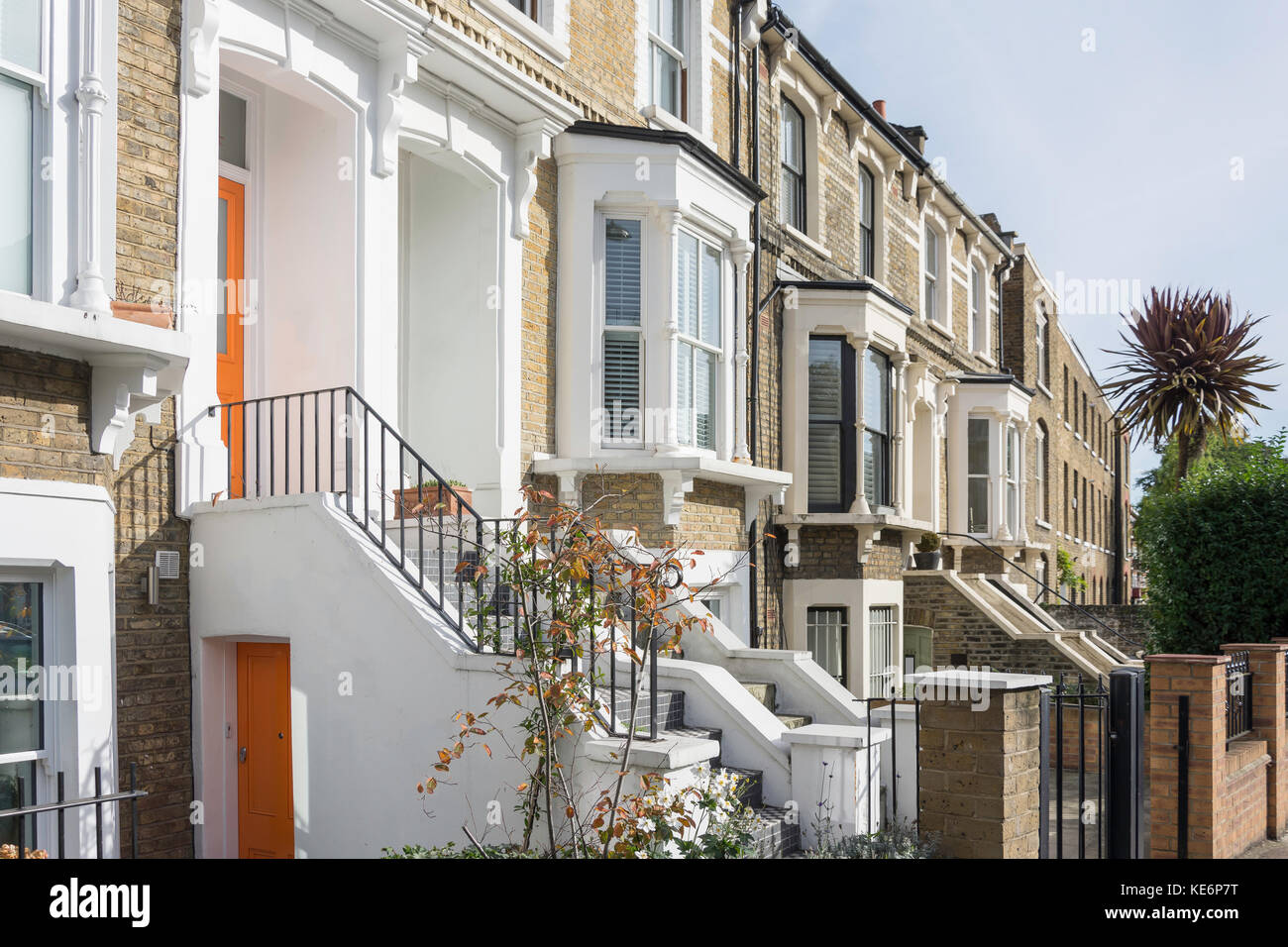 Reihenhäuser, Albion Road, Stoke Newington, London Stadtteil Hackney, Greater London, England, Vereinigtes Königreich Stockfoto