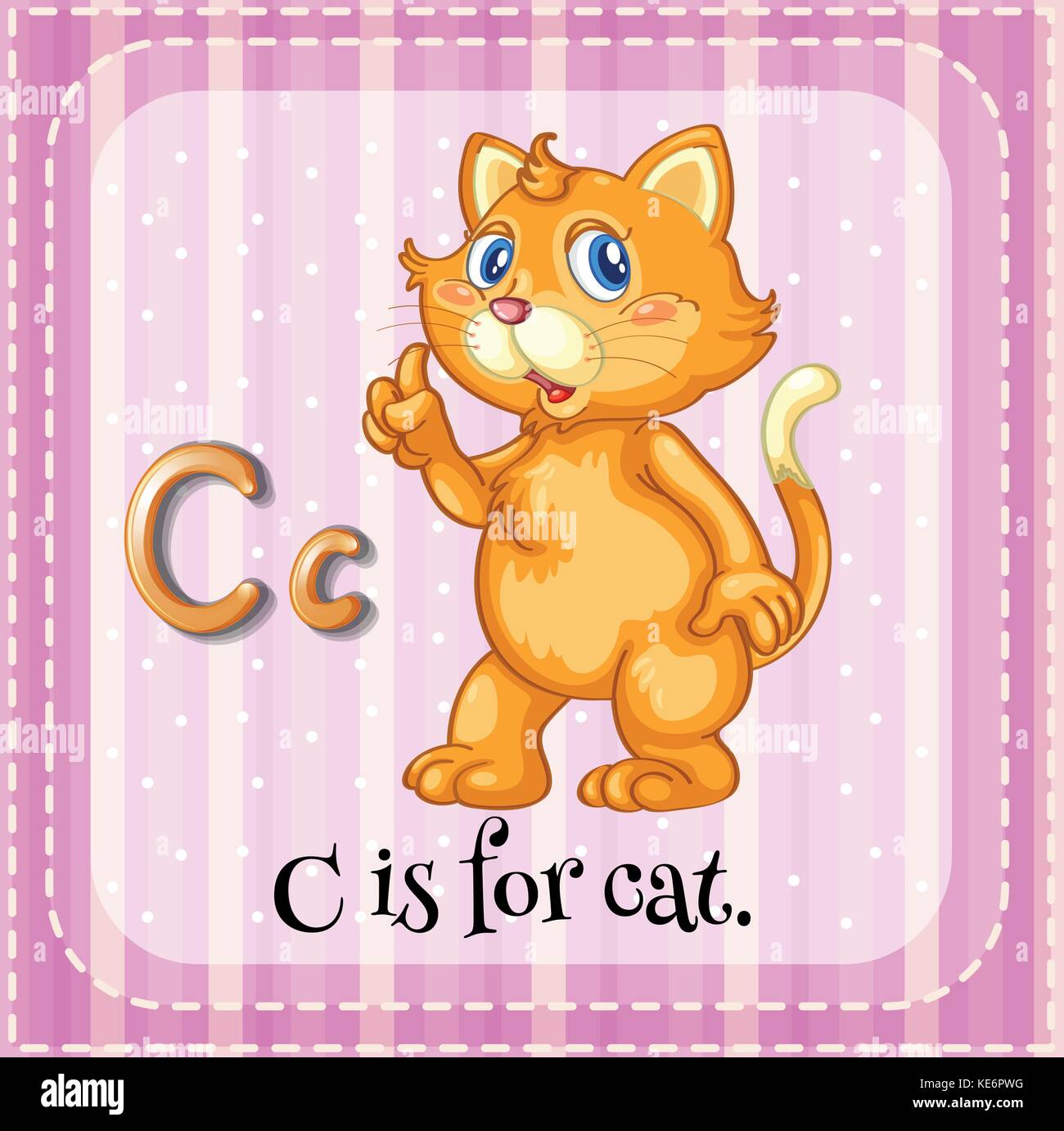 Englisch flashcard Buchstabe c ist für Cat Stock Vektor
