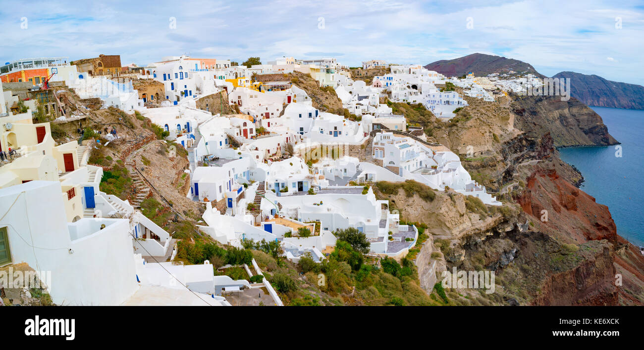 Panorama der Stadt Oia, Santorini, Griechenland Stockfoto