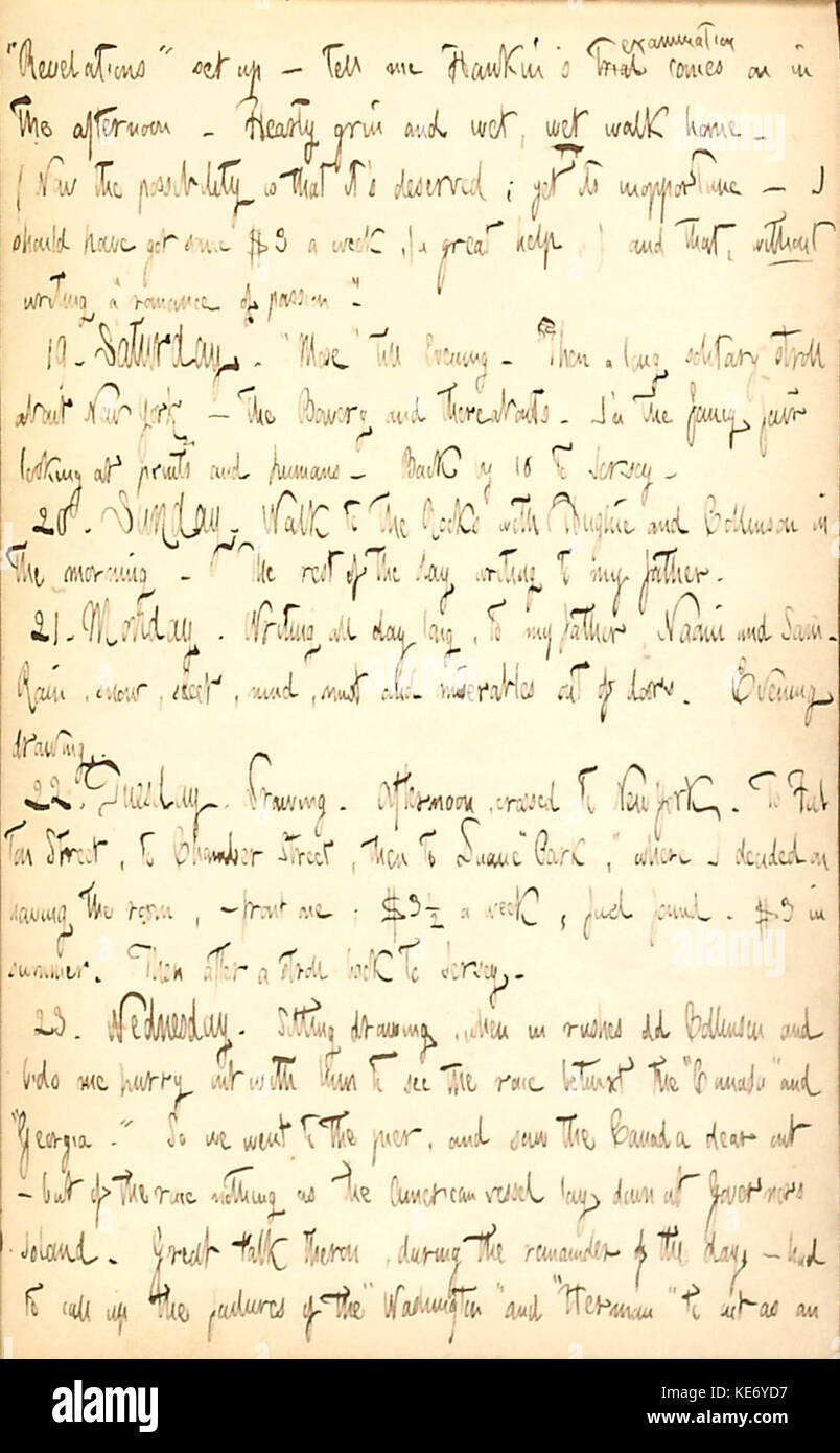 Thomas Butler Gunn Tagebücher Band 1, Seite 77, 18. Januar 23, 1850 Stockfoto