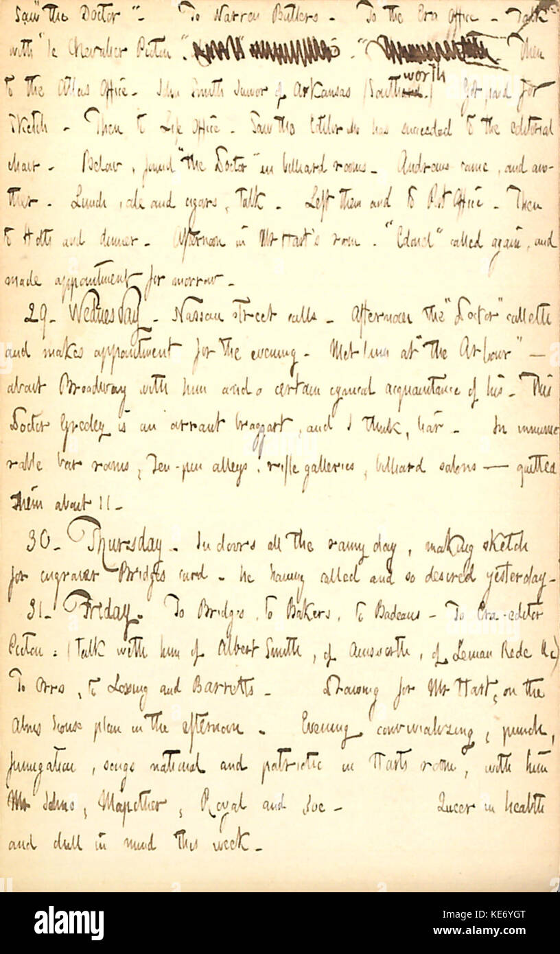Thomas Butler Gunn Tagebücher Band 1, Seite 120, 28. Mai 31, 1850 Stockfoto