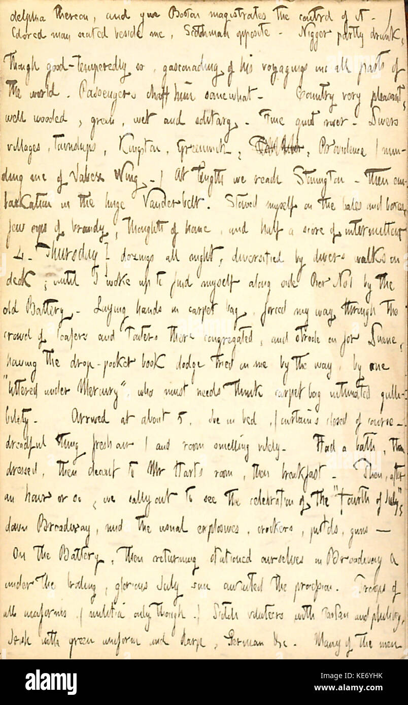 Thomas Butler Gunn Tagebücher Band 1, Seite 135, 3. Juli 4, 1850 Stockfoto