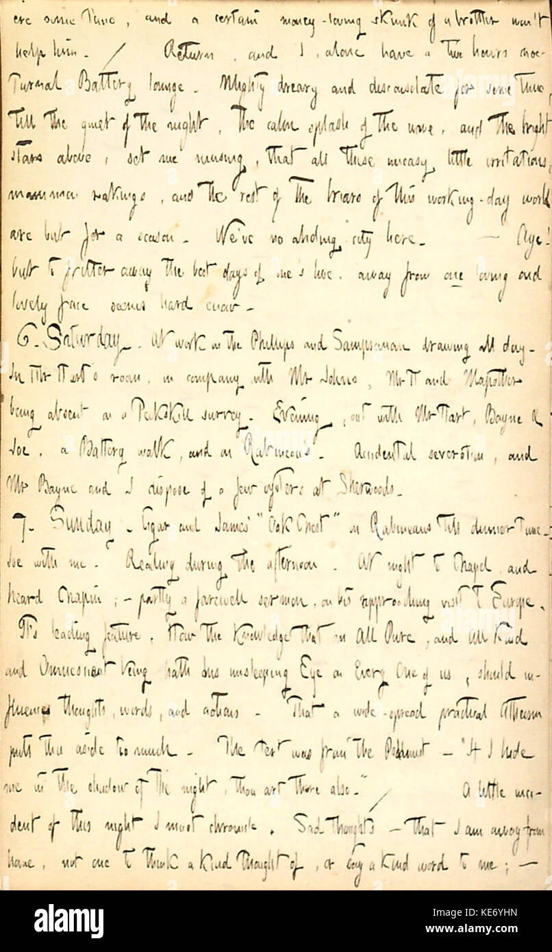 Thomas Butler Gunn Tagebücher Band 1, Seite 137, 5. Juli 7, 1850 Stockfoto