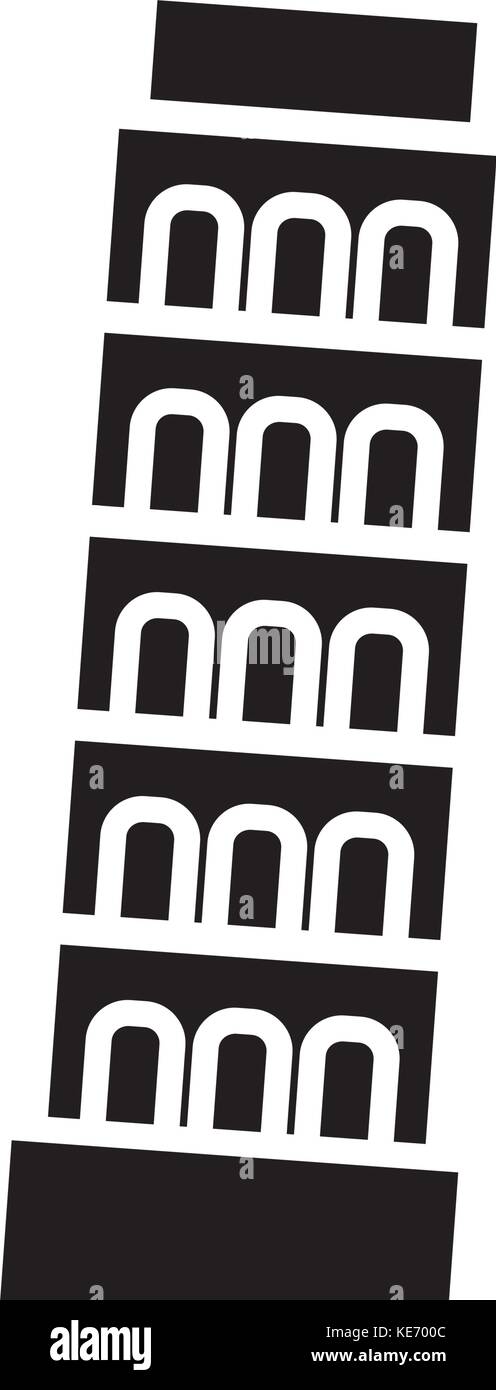 Pisa - Italien Symbol, Vector Illustration, schwarze Zeichen auf isolierten Hintergrund Stock Vektor