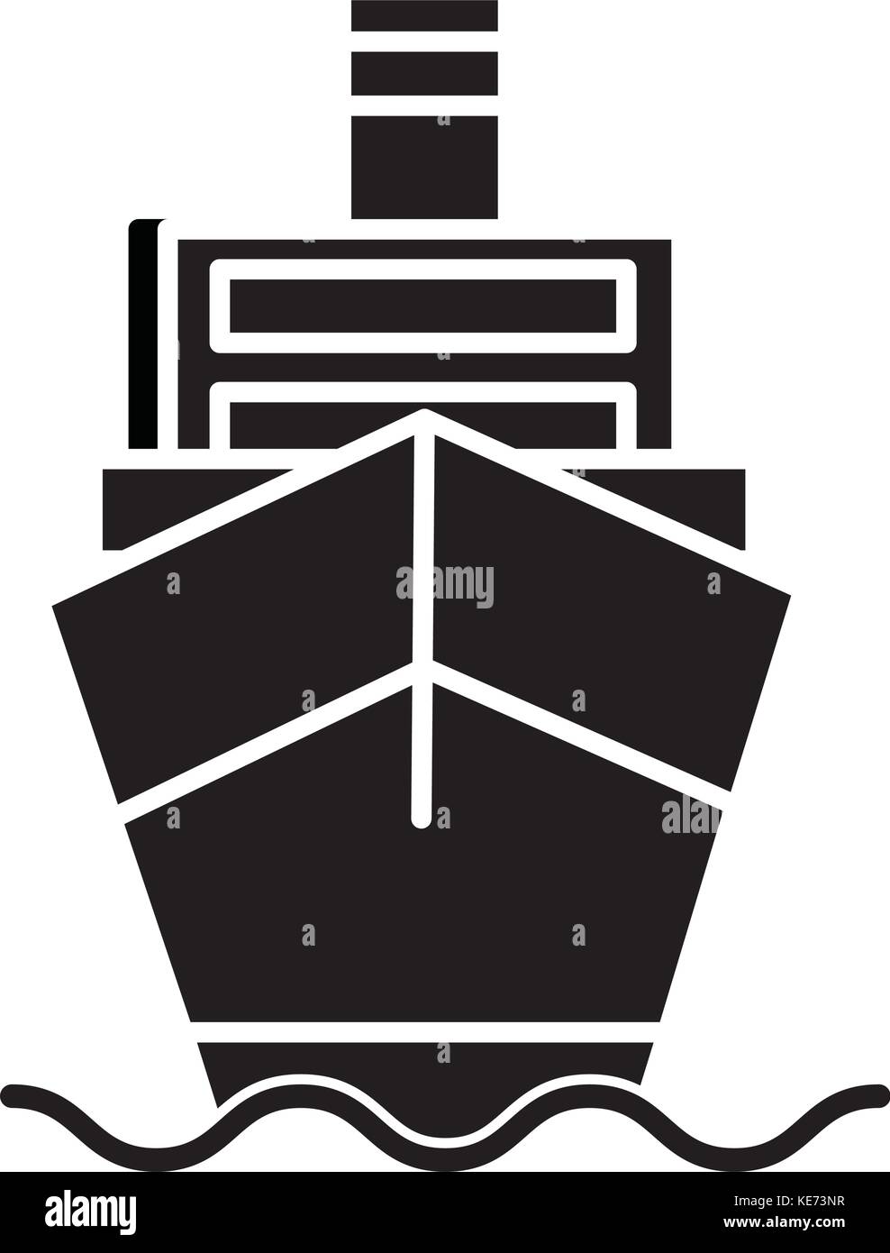 Schiffsfracht Frontansicht Logistik Symbol, Vector Illustration, schwarze Zeichen auf isolierten Hintergrund Stock Vektor