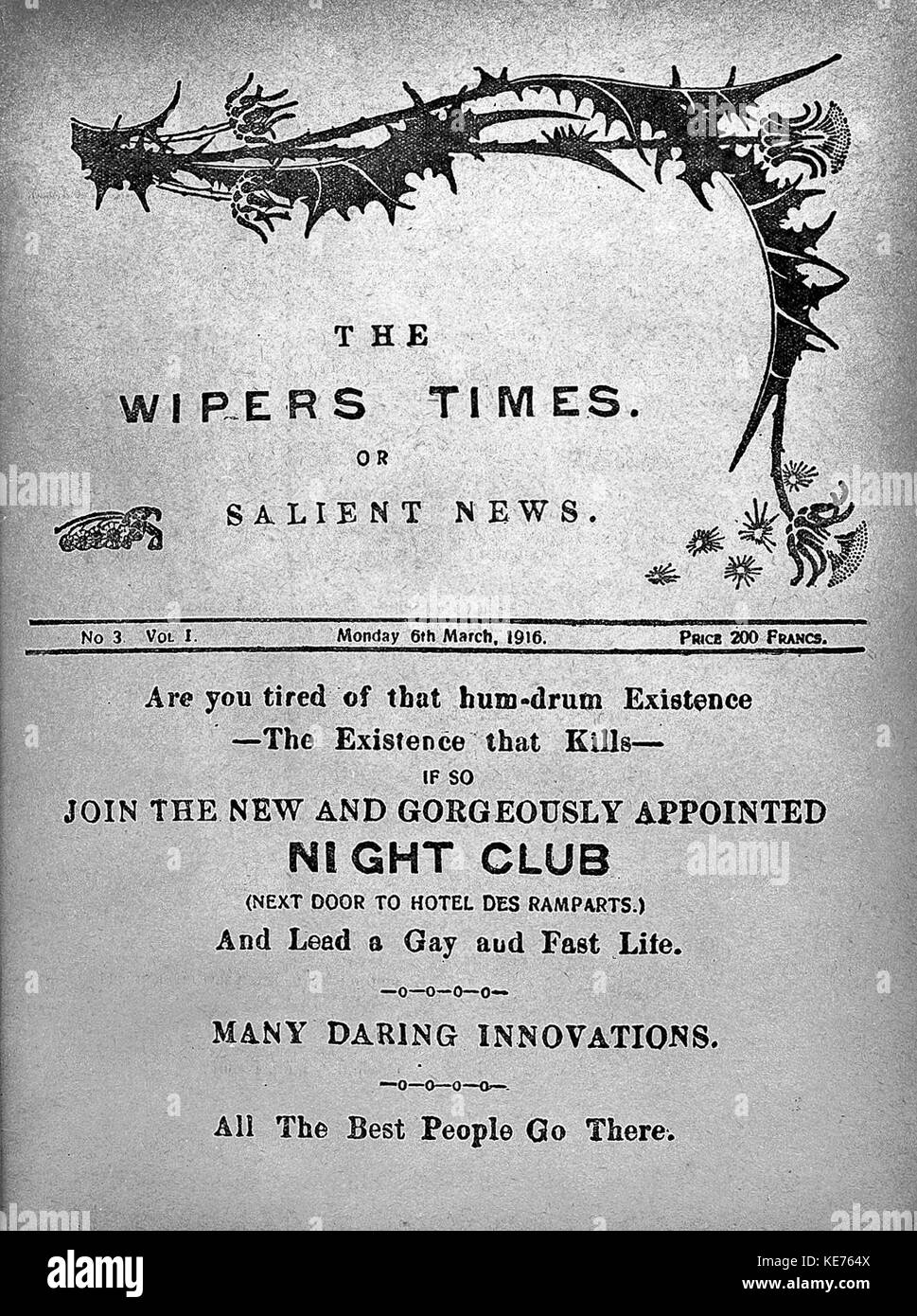 Der Scheibenwischer Mal, Ausgabe behandeln März 1916 Wellcome L 0031562 Stockfoto