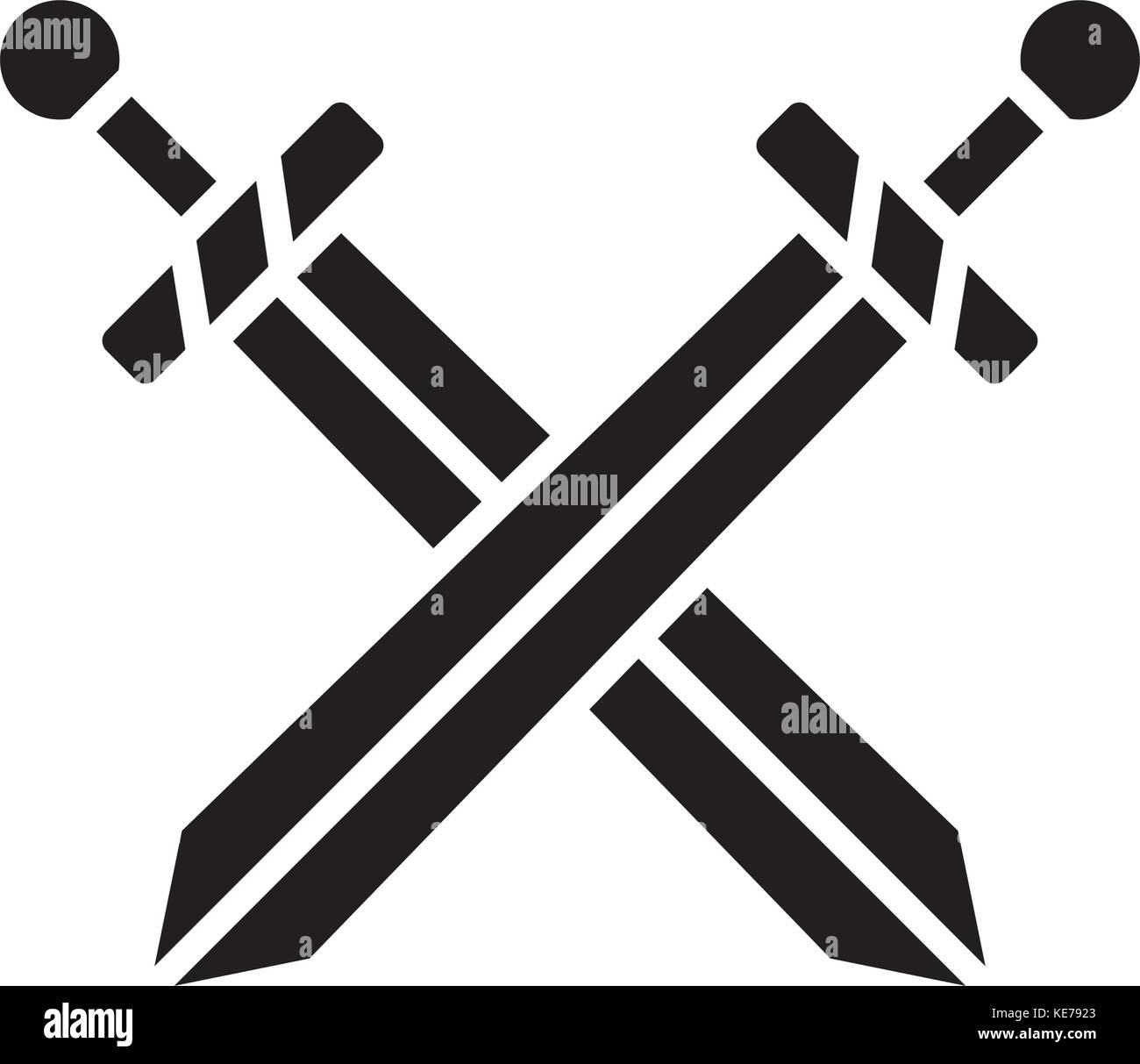 Zwei Schwerter Symbol, Vector Illustration, schwarze Zeichen auf isolierten  Hintergrund Stock-Vektorgrafik - Alamy