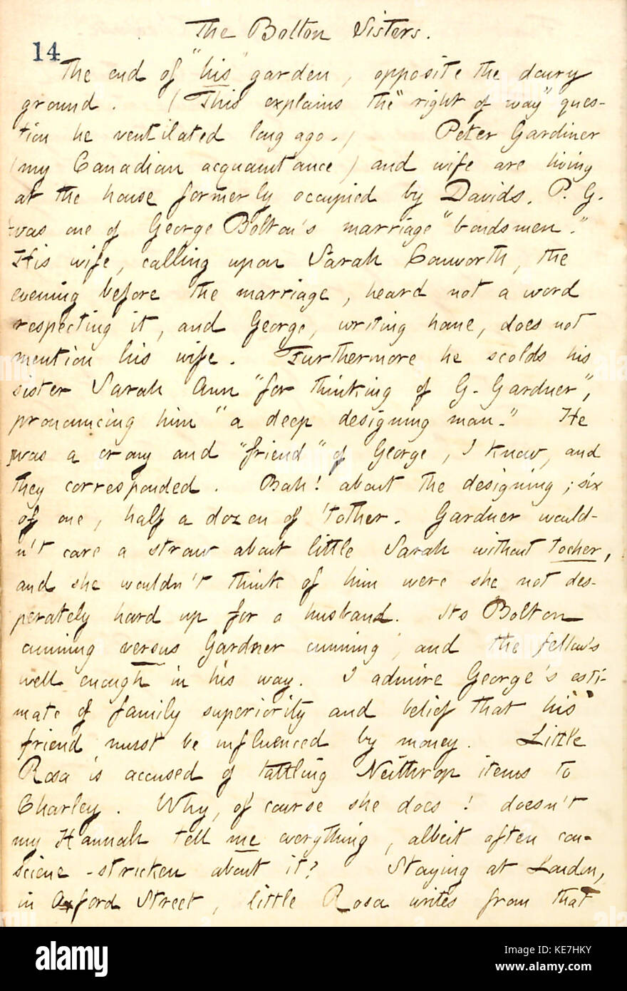 Ein Eintrag aus Thomas Butler Gunns Tagebüchern, Band 12, vom 15. Januar 1860. Dieses Tagebuch gibt einen persönlichen historischen Überblick über das Leben in der Mitte des 19. Jahrhunderts und gibt Einblicke in die soziale und politische Landschaft der Zeit. Stockfoto