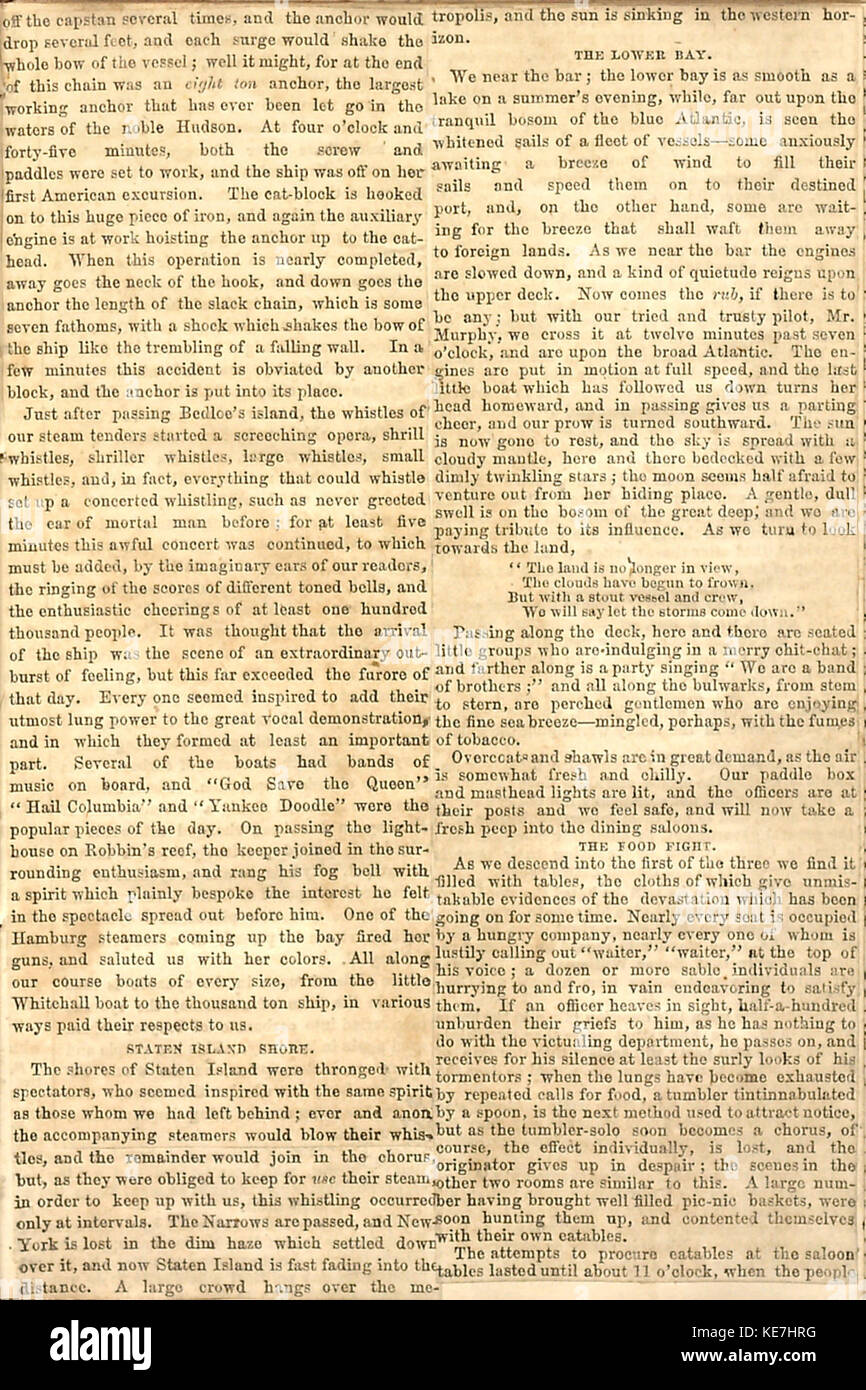 Eine Zeitungsausschnitt aus den Tagebüchern von Thomas Butler Gunn, die Ereignisse aus dem Jahr 1860 beschreibt und einen Einblick in das amerikanische Leben während dieser Zeit bietet. Stockfoto