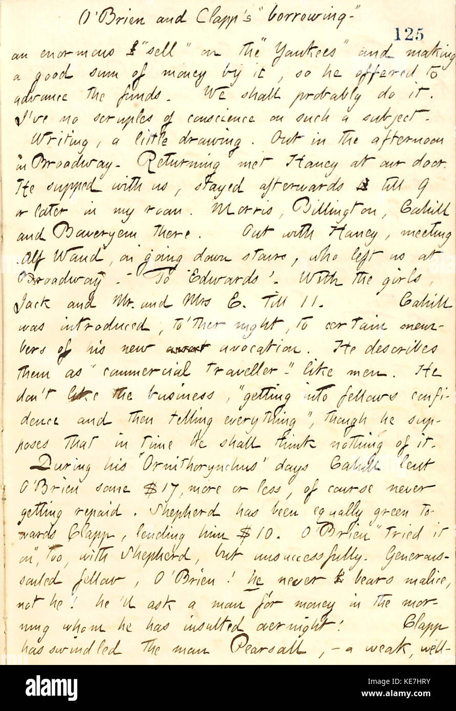 Band 12 der *Thomas Butler Gunn Diaries*, der ein persönliches Konto vom 5. April 1860 dokumentiert. Die Tagebücher bieten einen Einblick in das Leben in Amerika Mitte des 19. Jahrhunderts. Stockfoto