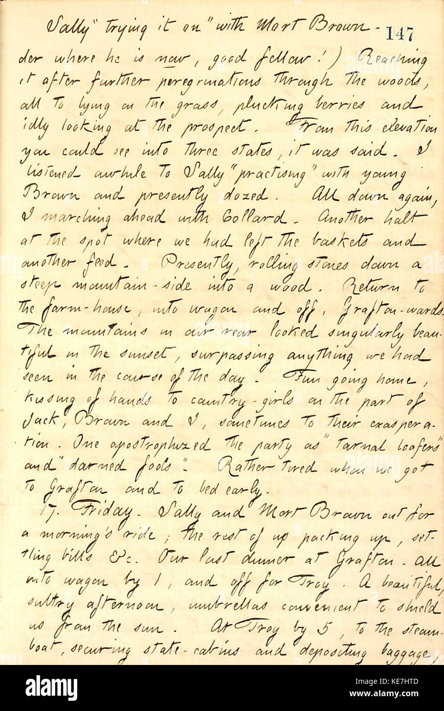 Band 13 von Thomas Butler Gunns Tagebüchern enthält Einträge vom 16. August 1860, die eine persönliche Darstellung des Lebens während dieser Zeit bieten. Stockfoto