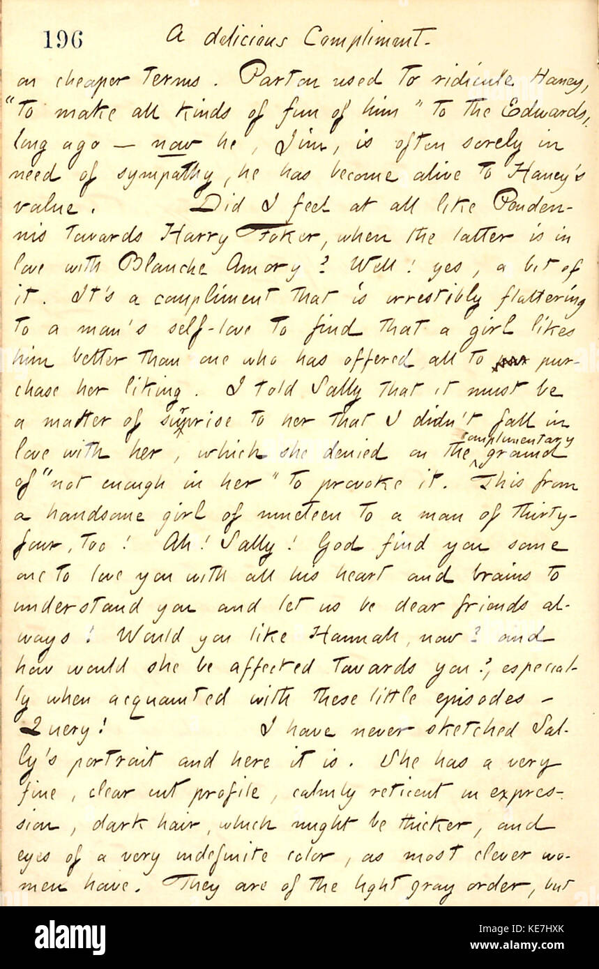 Ein Eintrag aus den Tagebüchern von Thomas Butler Gunn, einem amerikanischen Schriftsteller aus dem 19. Jahrhundert, vom 3. September 1860. Die Tagebücher geben Einblicke in historische Ereignisse und persönliche Reflexionen aus der Zeit des Bürgerkriegs. Stockfoto