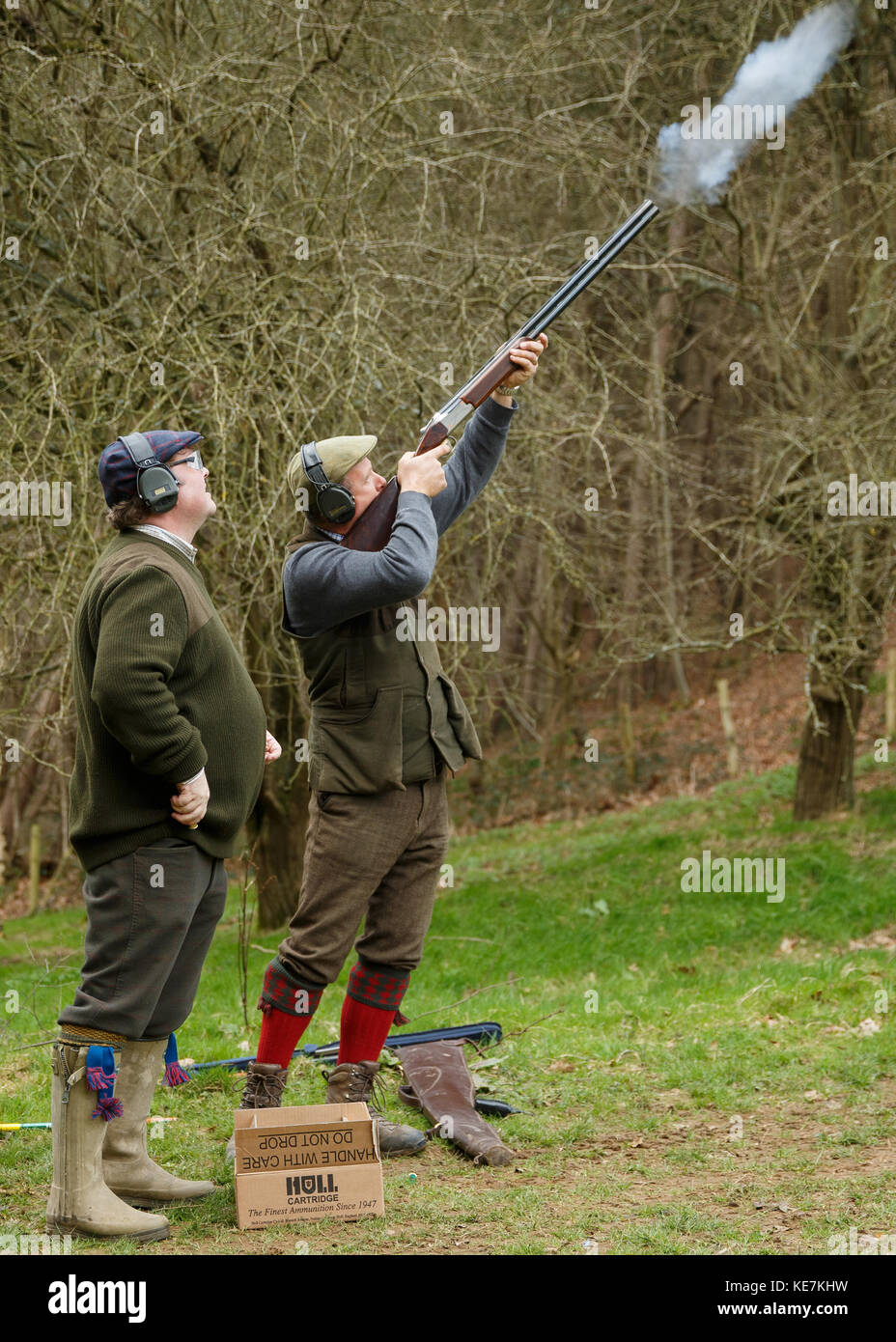 Tontaubenschießen in ländlicher Lage Stockfoto