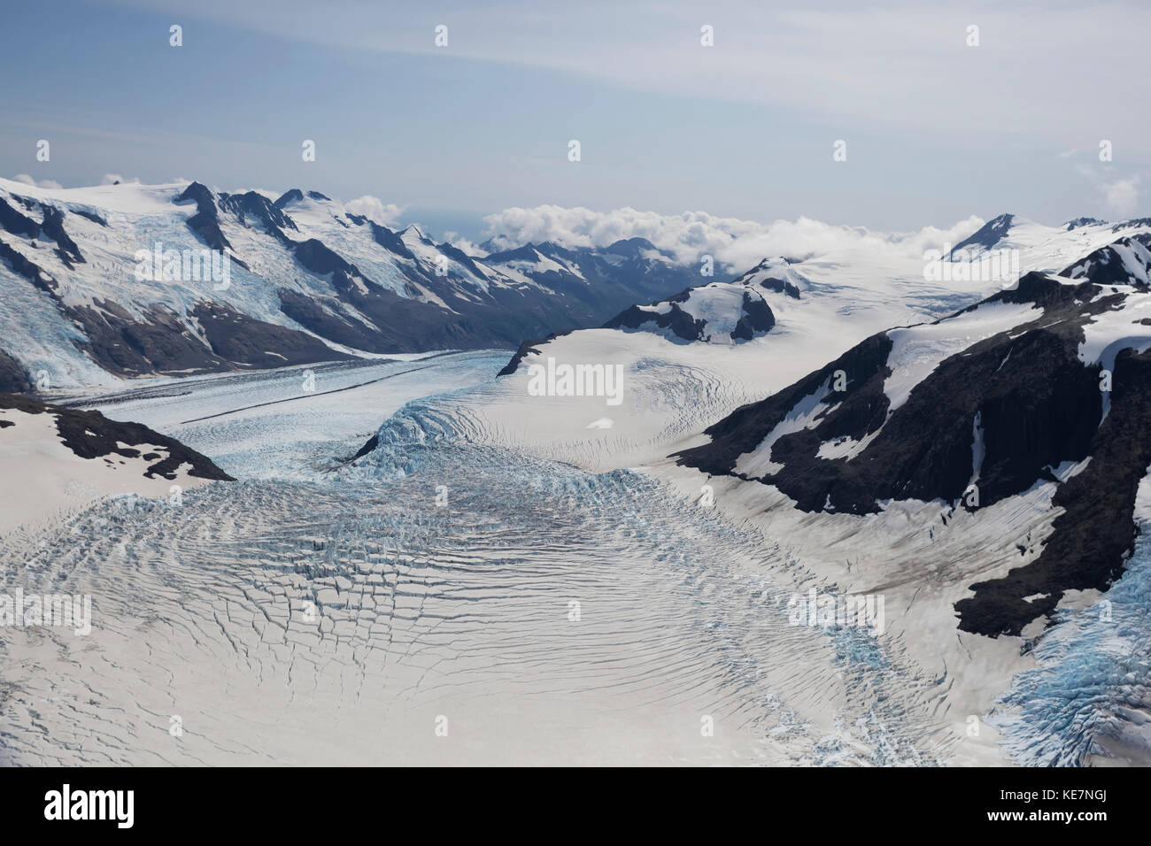 Chernof Gletscher und Mccarty Gletscher, Harding Eisfeld, Kenai Fjords National Park, Alaska, Vereinigte Staaten von Amerika Stockfoto