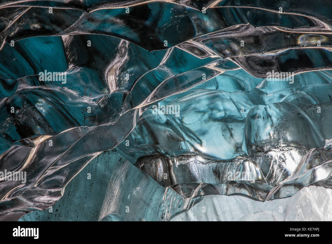 Nahaufnahme von Eis in einer Eishöhle ; Island Stockfoto