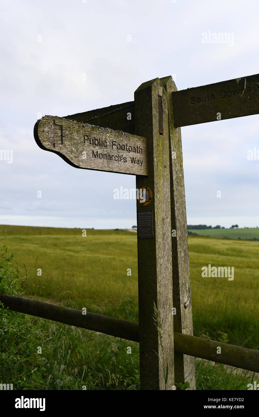 Monarchen Weise, einen öffentlichen Fußweg über die South Downs National Park, wurde der Fluchtweg für Charles die zweite im Jahre 1651. Stockfoto