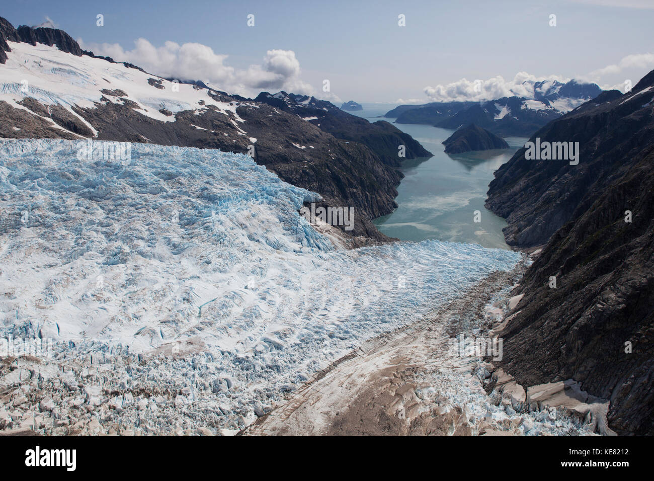 Luftbild des nordwestlichen Gletscher, Kenai Fjords National Park, Kenai Halbinsel, Southcentral Alaska, USA Stockfoto