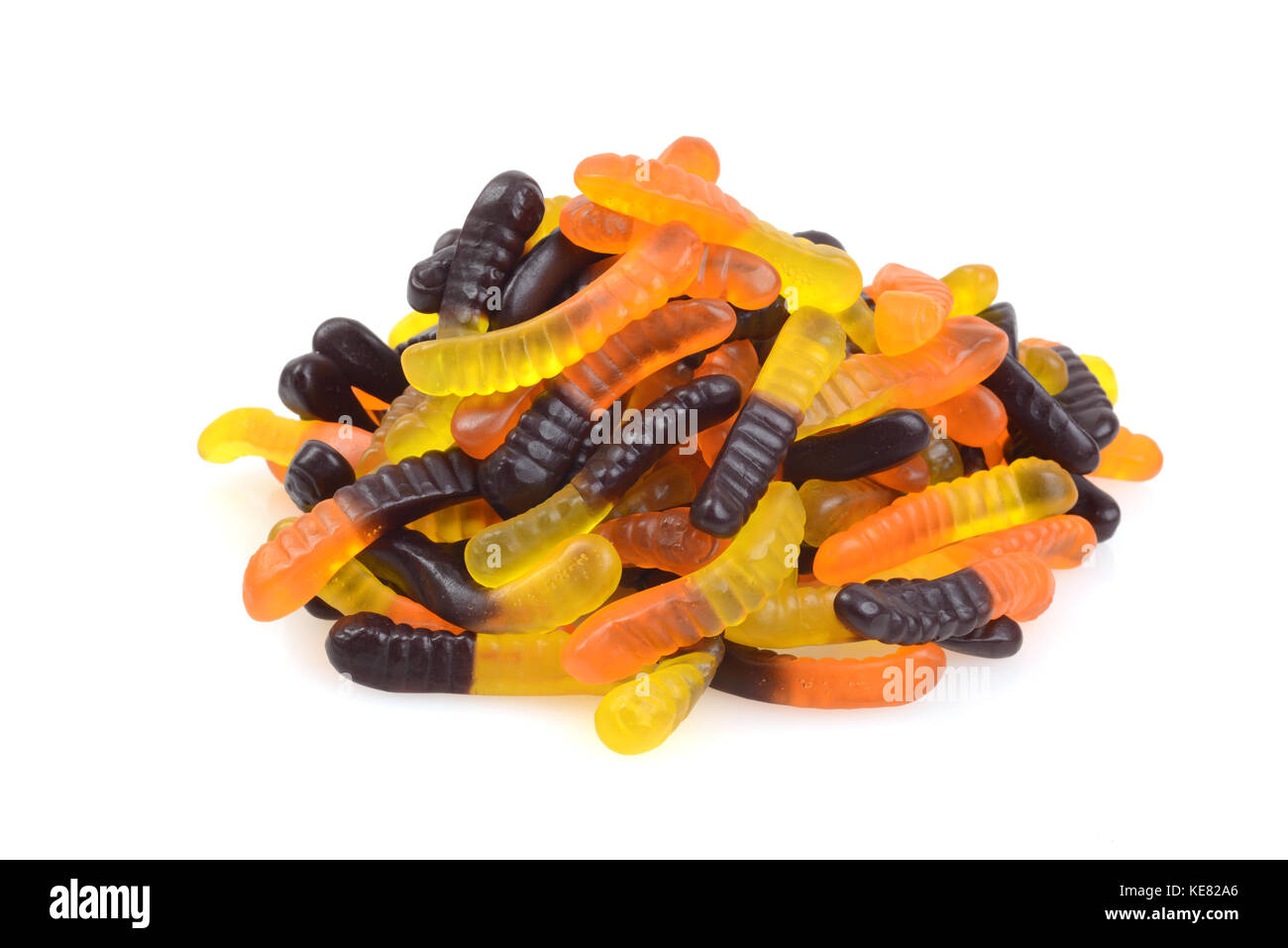 Stapel von Halloween gummy Worms Stockfoto