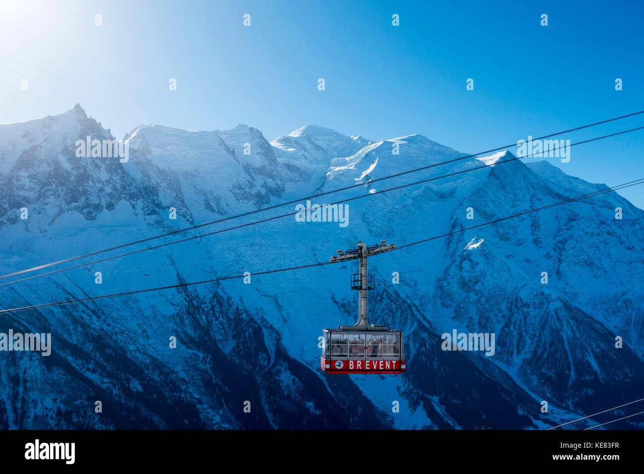 Brevent Straßenbahn, Brevent-Flegere Skigebiet; Chamonix, Frankreich Stockfoto