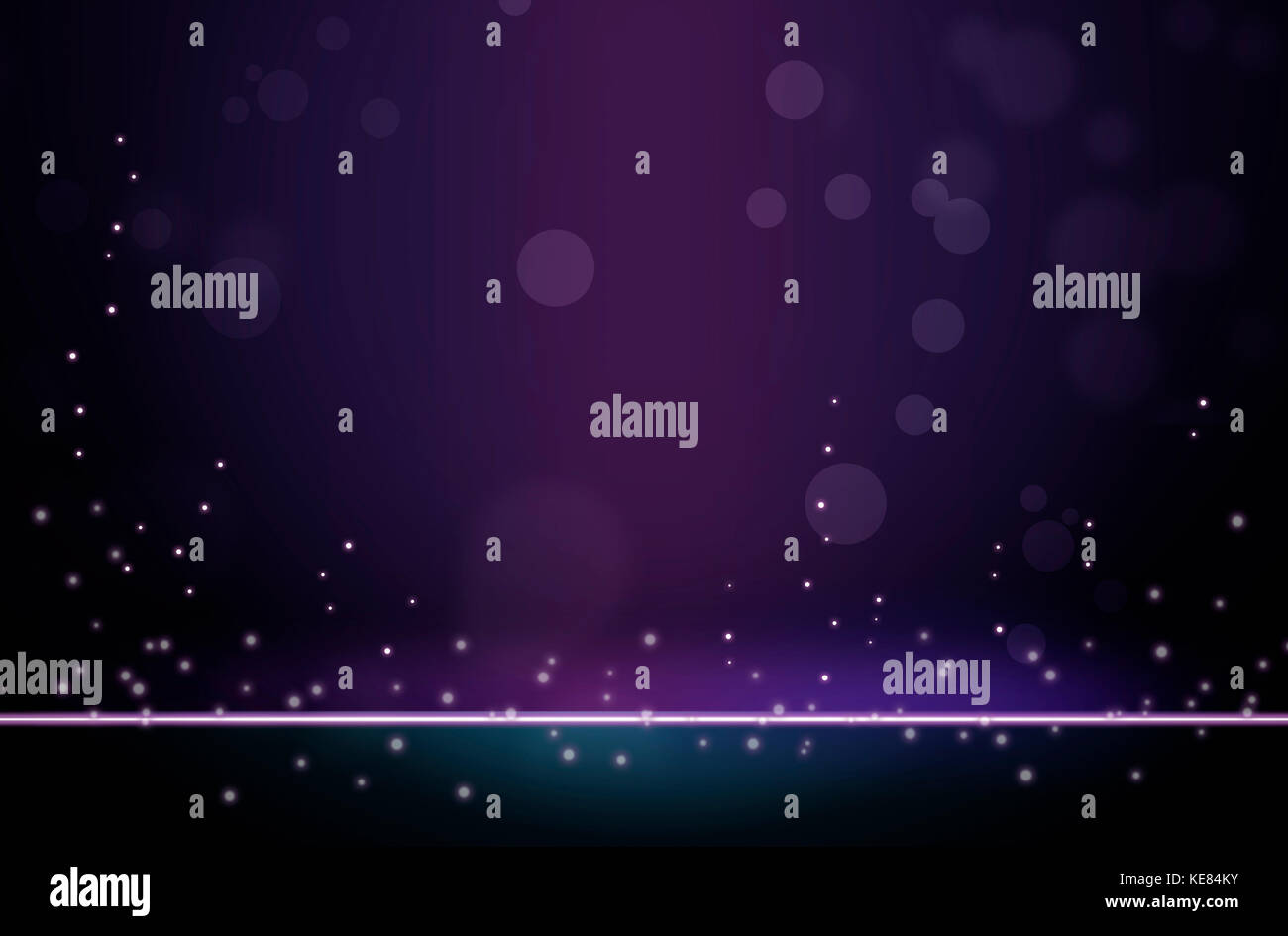 Einfache Linie mit glitzert in lila Hintergrund Stockfoto