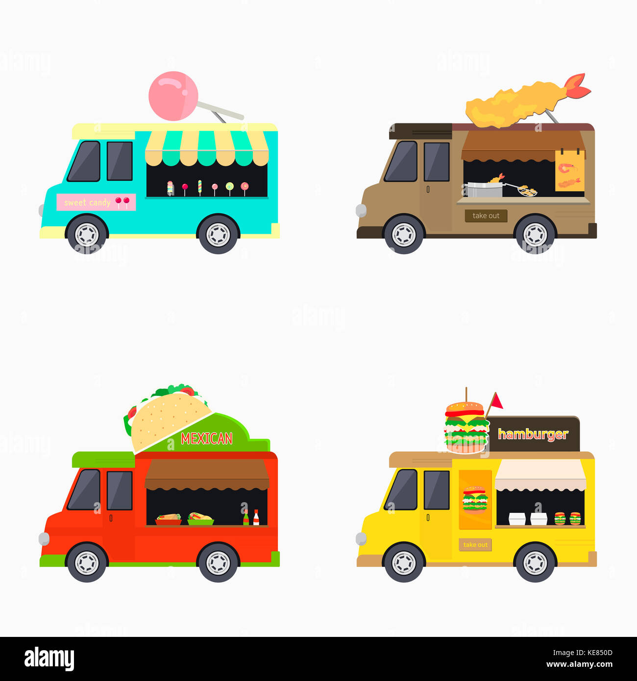 Ikonen der Food Trucks Stockfoto