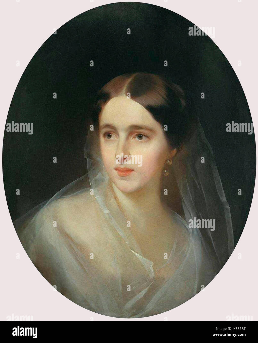 Natalja Nikolajewna Pushkina-Lanskaya (geborene Gontscharowa), die Frau des russischen Dichters Alexander Puschkin. Malerei von Ivan Makarow (1849). Stockfoto