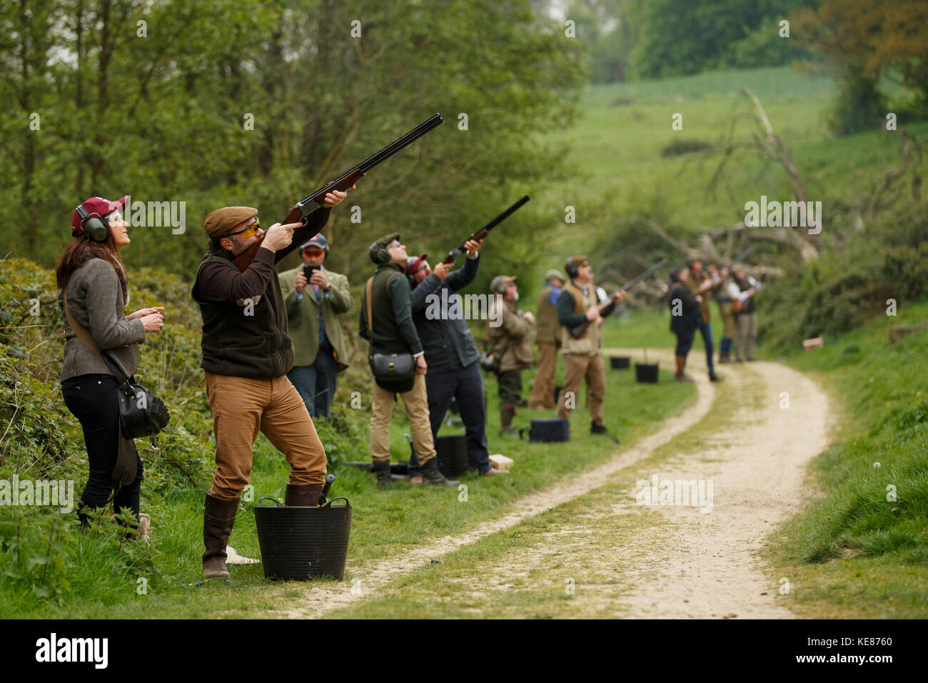 Tontaubenschießen in ländlicher Lage Stockfoto