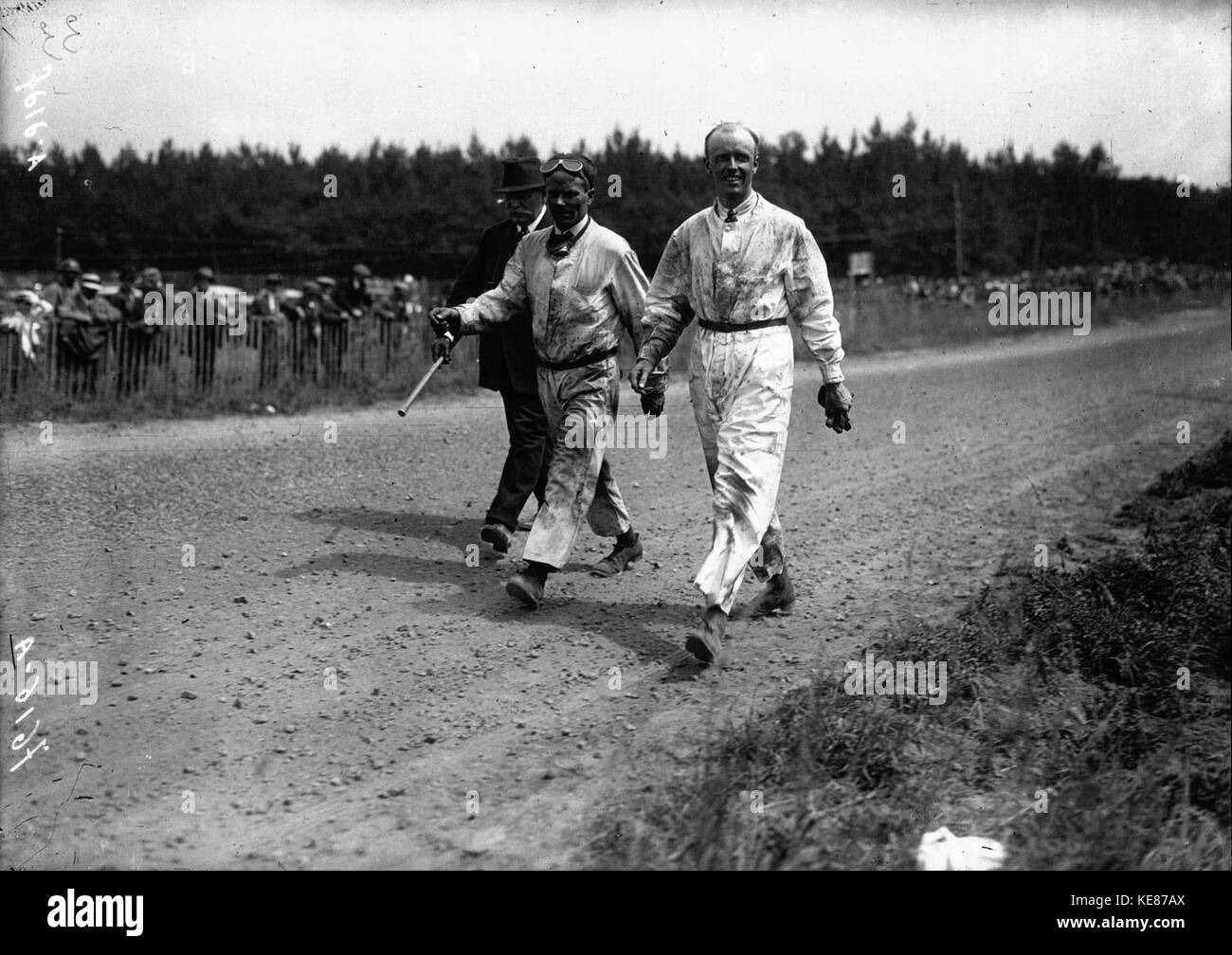 Henry Segrave und seinem Mechaniker beim Grand Prix von Frankreich 1923 in Tours Stockfoto