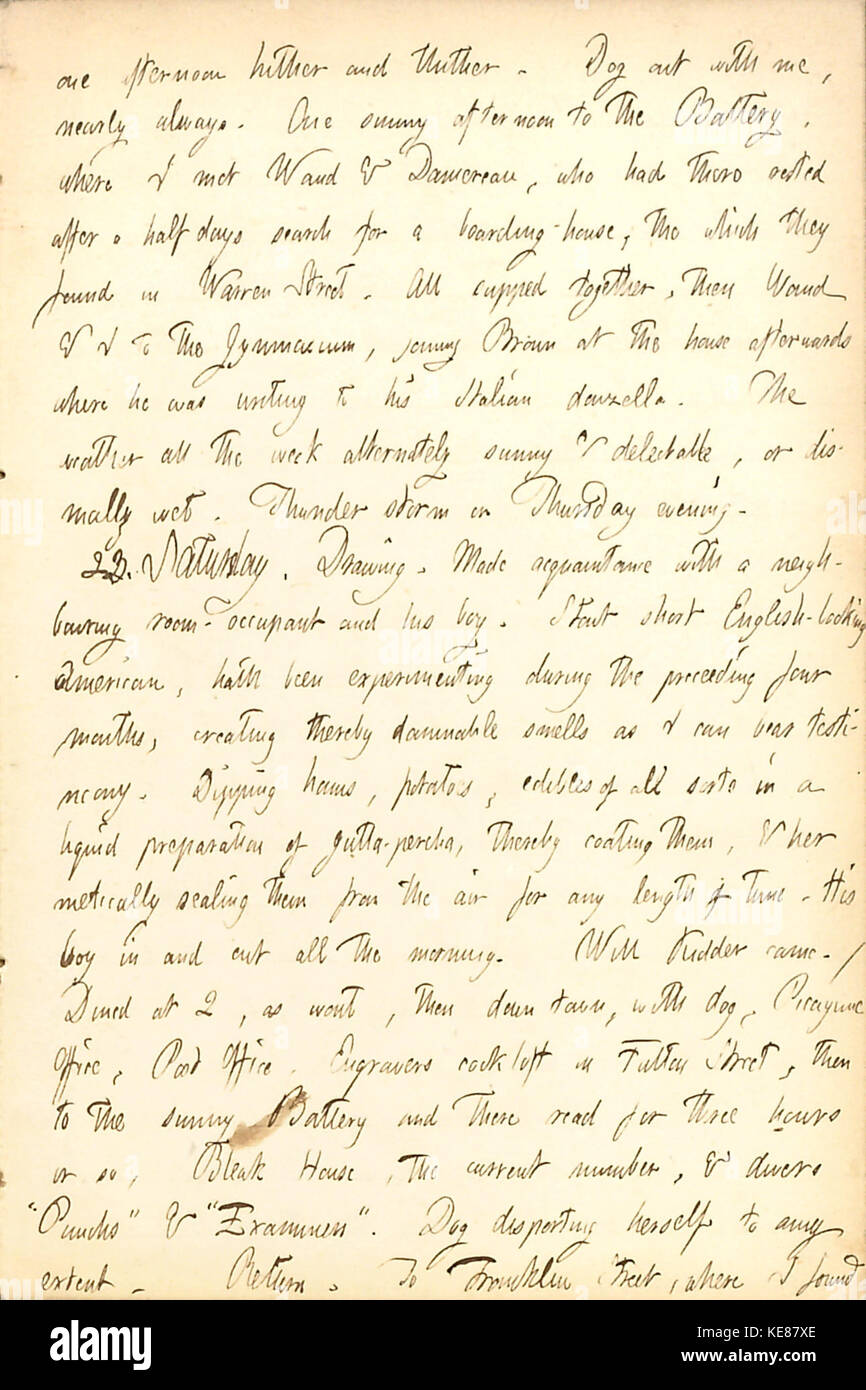 Thomas Butler Gunn Tagebücher Band 5, Seite 186, 18. April 23, 1853 Stockfoto