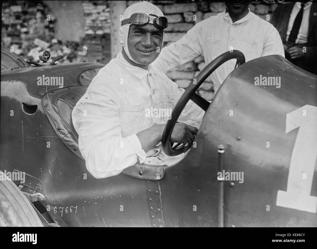 Ralph DePalma beim Grand Prix von Frankreich 1921 Stockfoto