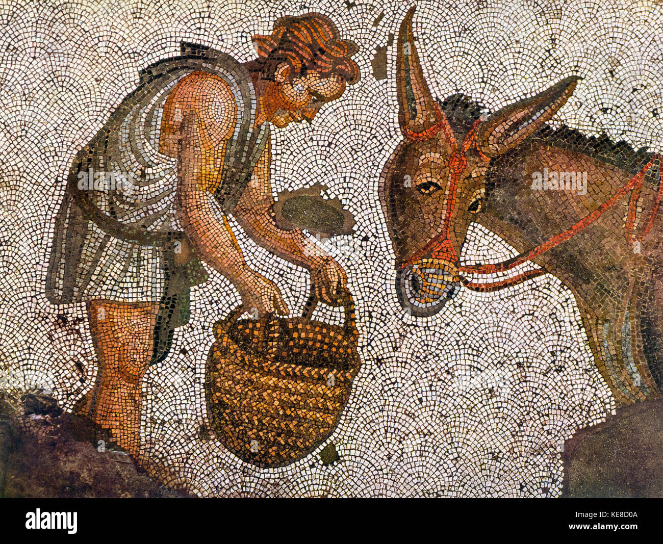 Türkei - Istanbul Mosaiken, der Palast des großen Kaisers - Junge und Esel - profane Themen Stockfoto