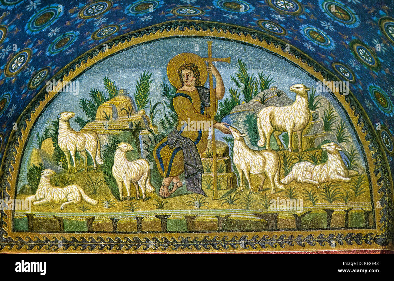 Italien Emilia Romagna ravenna Italien Emilia Romagna ravenna Mausoleum der Galla Placidia - Der gute Hirte Mosaik v° Jahrhundert Stockfoto