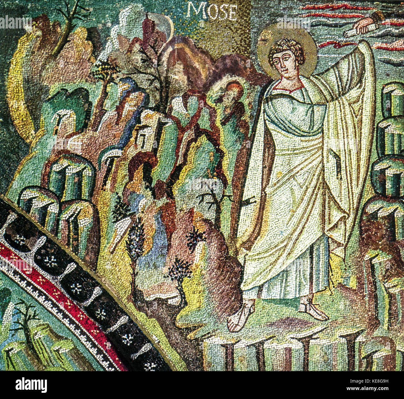 Italien Emilia Romagna Basilika Ravenna Saint Vitale Mosaik von Moses erhält das Gesetz auf dem Berg Sinai - vor 547 Stockfoto